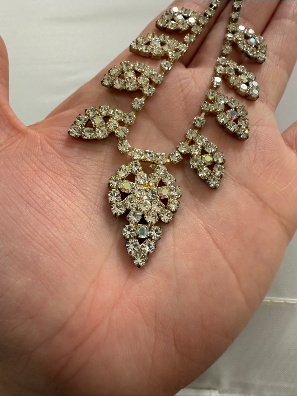 Vintage 50s/60s AB Aurora Borealis Rhinestone Glam Marilyn Monroe Necklace - Picture 5 of 13